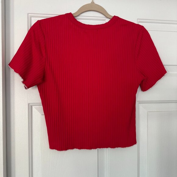 Liana Leset Red Short Sleeve Crop Baby Tee - Picture 2 of 3